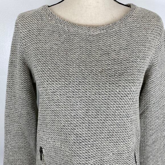 Kenar Scoopneck Sweater Cream Black Marled Hi Low with Pockets Medium - Picture 6 of 14
